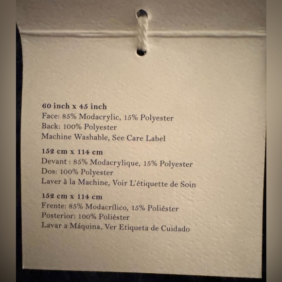 Pottery Barn Mongolian Faux Fur Throw Blanket Navy Blue Cozy Fuzzy Comfy - Picture 7 of 8